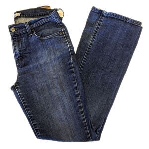 Levi's 515 Bootcut denim jeans, medium blue wash, some wear, size 6